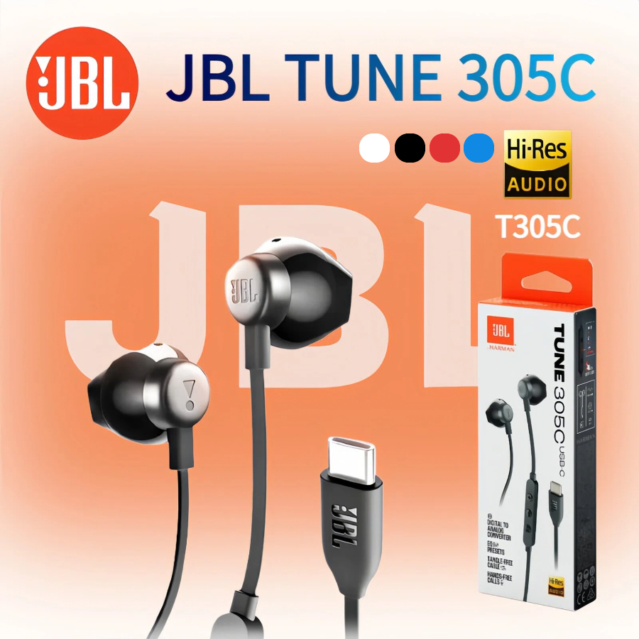 [COD]JBL Tune 305C Original USB C Wired Hi-Res Earbud Headphones