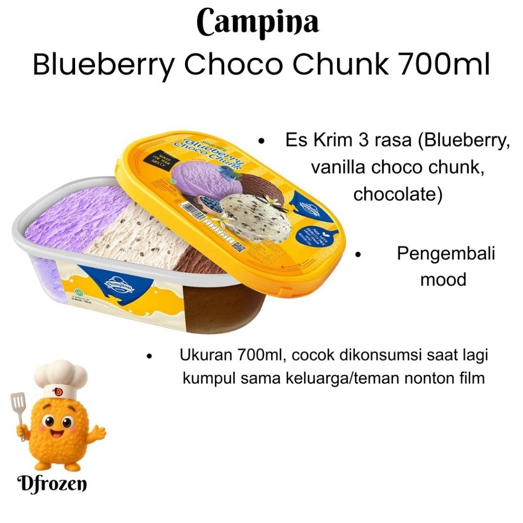 Es Krim Campina Blueberry Choco Chunk 700ml Ice Cream Bluberi Dan Potongan Irisan Coklat
