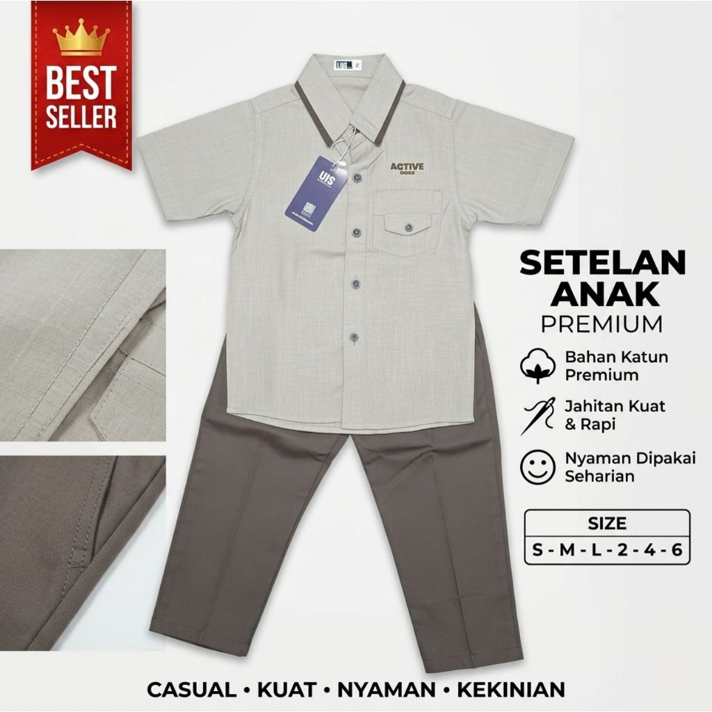 Setelan Kemeja Anak Laki-Laki UIS Katun Linen Terbaru