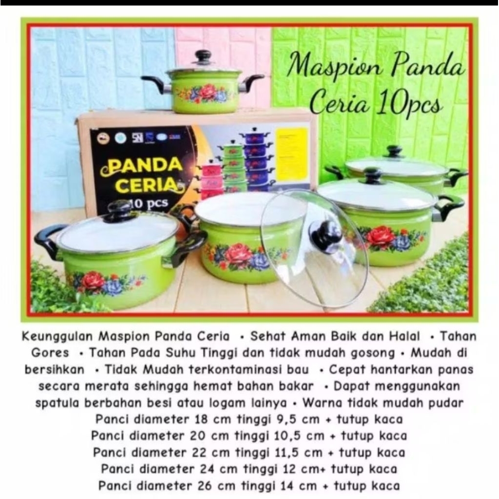 Panci Set Enamel Maspion Panda Ceria