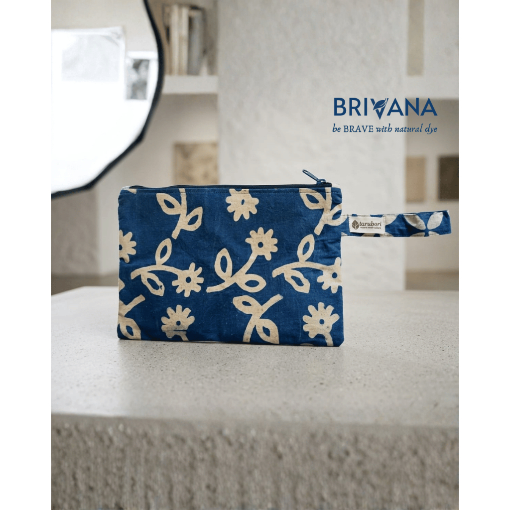 Tarubori Pouch Motif Batik Handmade Warna Alam Indigofera
