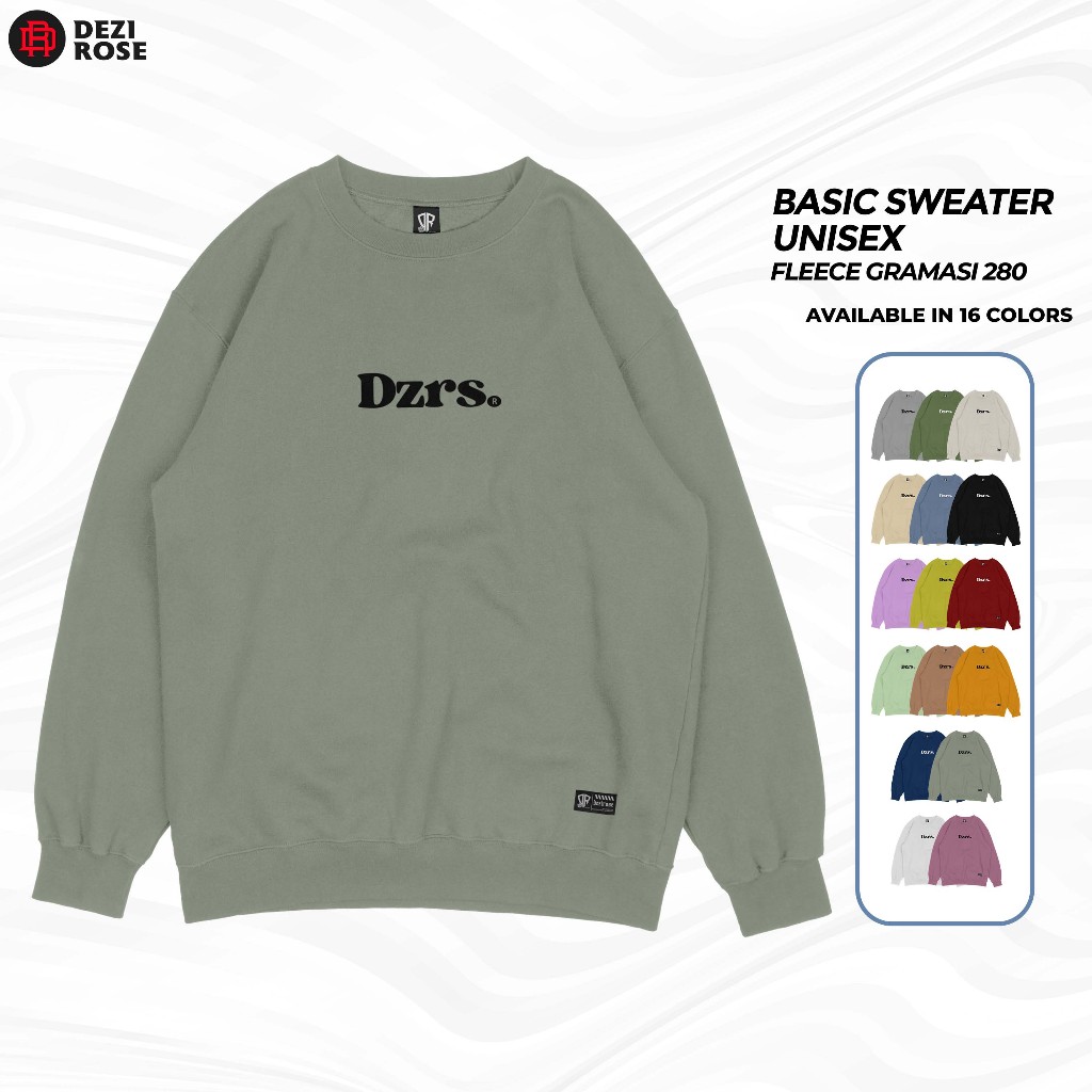Dezirose Crewneck Sweater Pria Wanita Basic Simpel Fleece Tebal Premium | Cowok Cewek Unisex