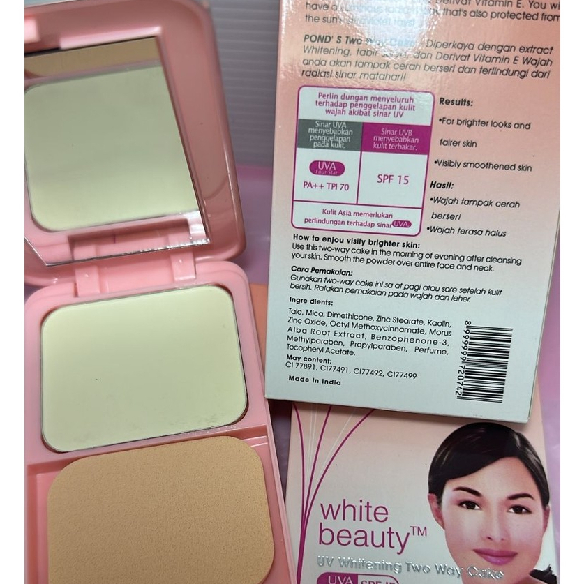 BEDAK PADAT TWO WAY CAKE PON PLUS KACA WHITE BEAUTY