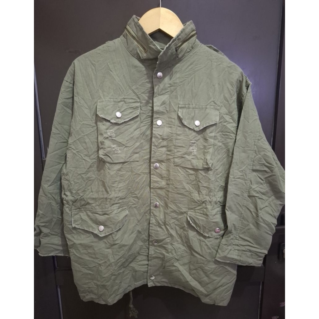 JAKET PARKA TACTIKAL M65 WARNA ARMY BAHAN KANVAS MEREK GUOGUO SIZE XL