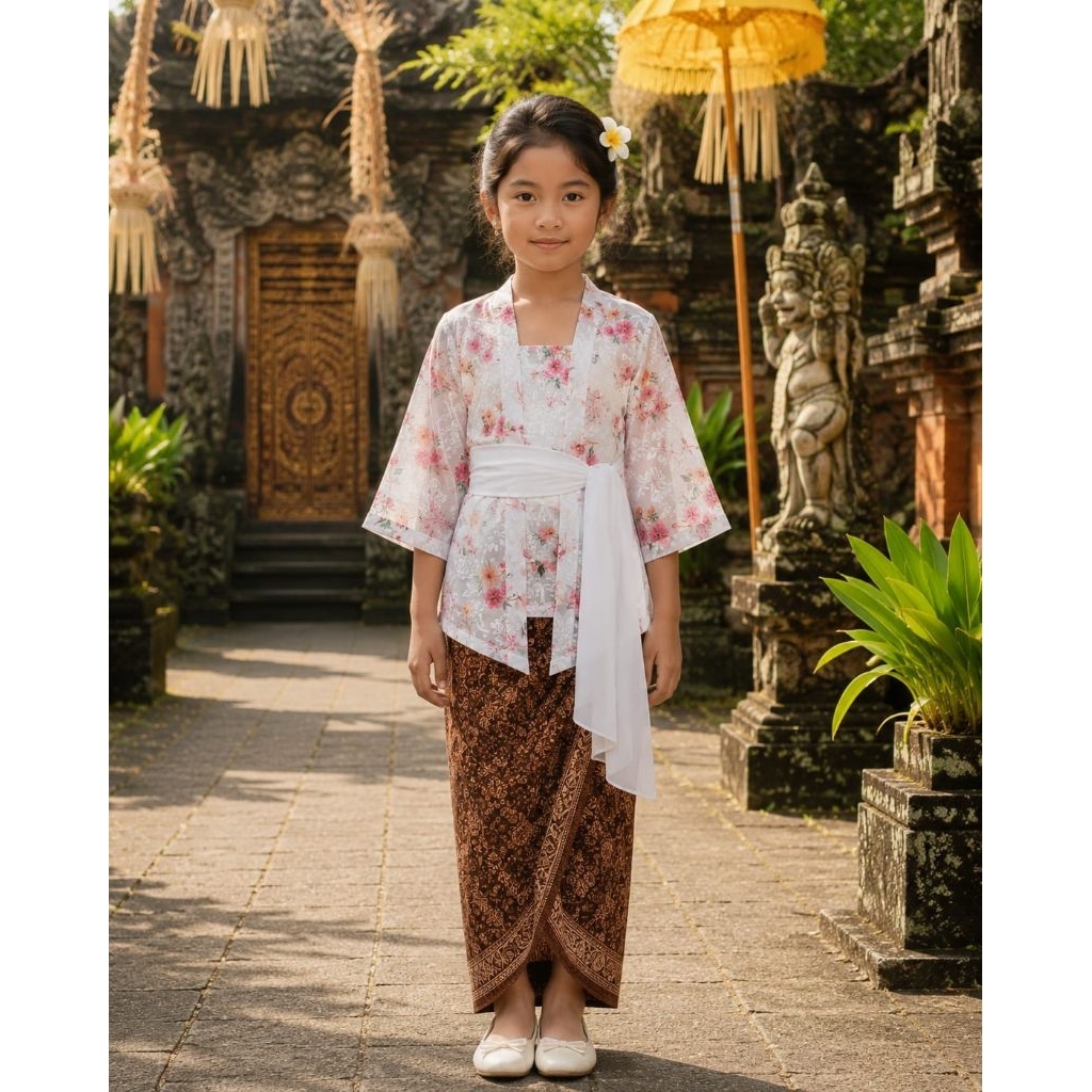 Kebaya Jadi Bahan Katun Bunga Untuk Anak Tangan Lonceng/Kebaya Katun Anak/Kebaya Anak/Kebaya Bunga