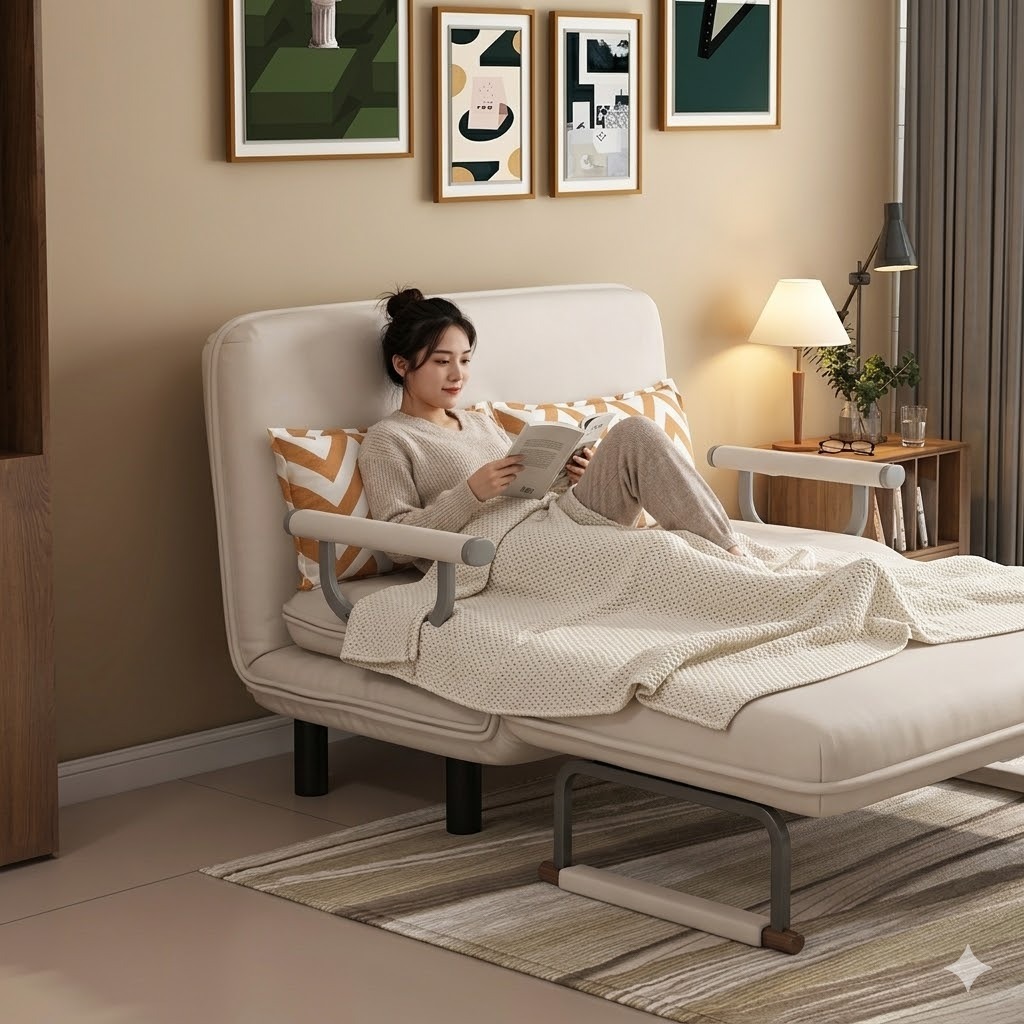 Sofa Bed Lipat Minimalis Multifungsi 3 in 1 Sofa Santai Tempat Tidur Sofa Bed Single Modern