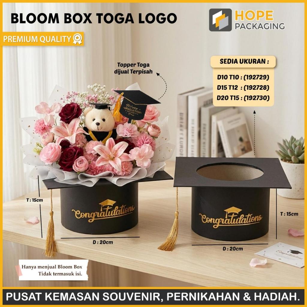 HOPE WAJIB BELI BUBBLE / Bloom Box Topi Wisuda Toga Logo Congratulations / Box Bunga / Box Bulat Tog