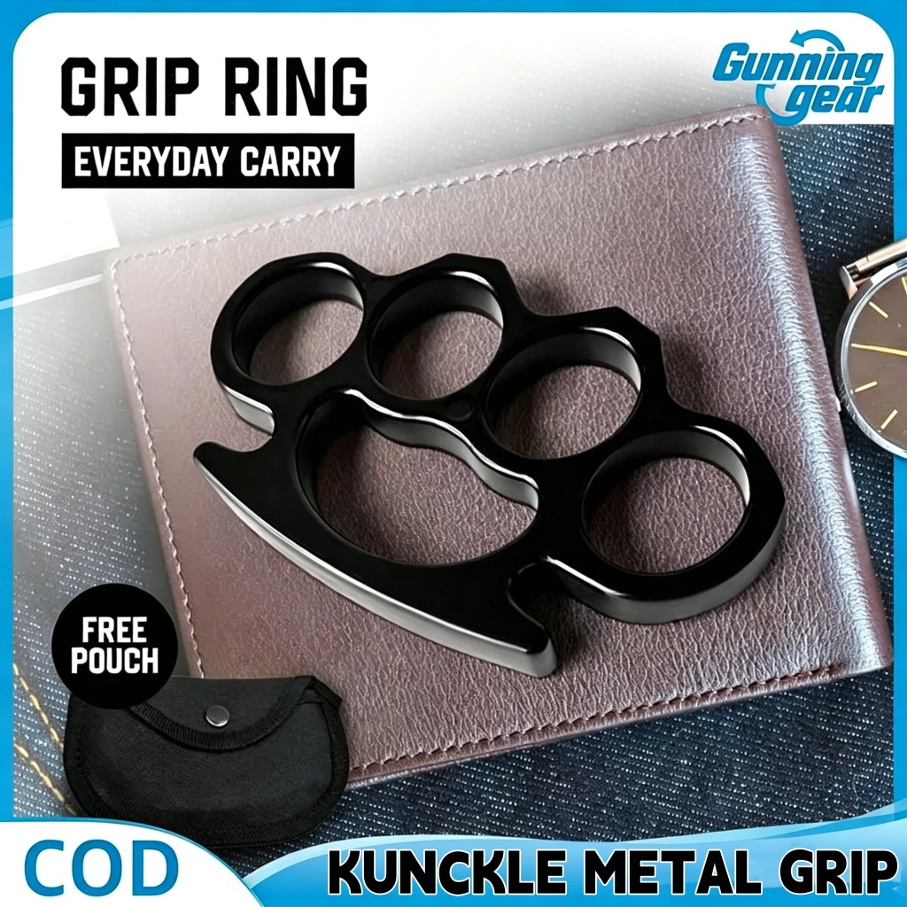 Knuckle Grip Metal Solid Alat Beladiri Premium Knuckle Grip dan boxing free sarung