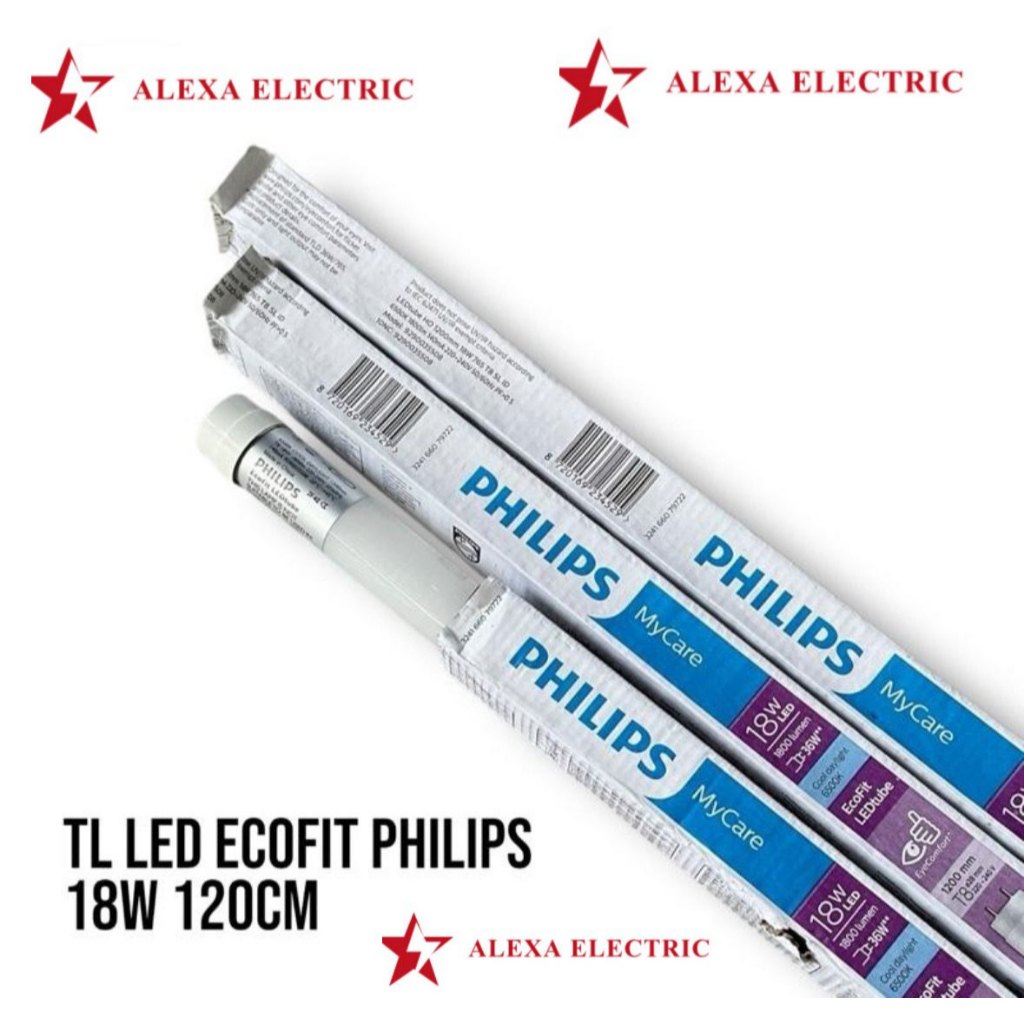 lampu TL led ecofit philips 10watt 60cm  / 18watt 120cm cahaya putih