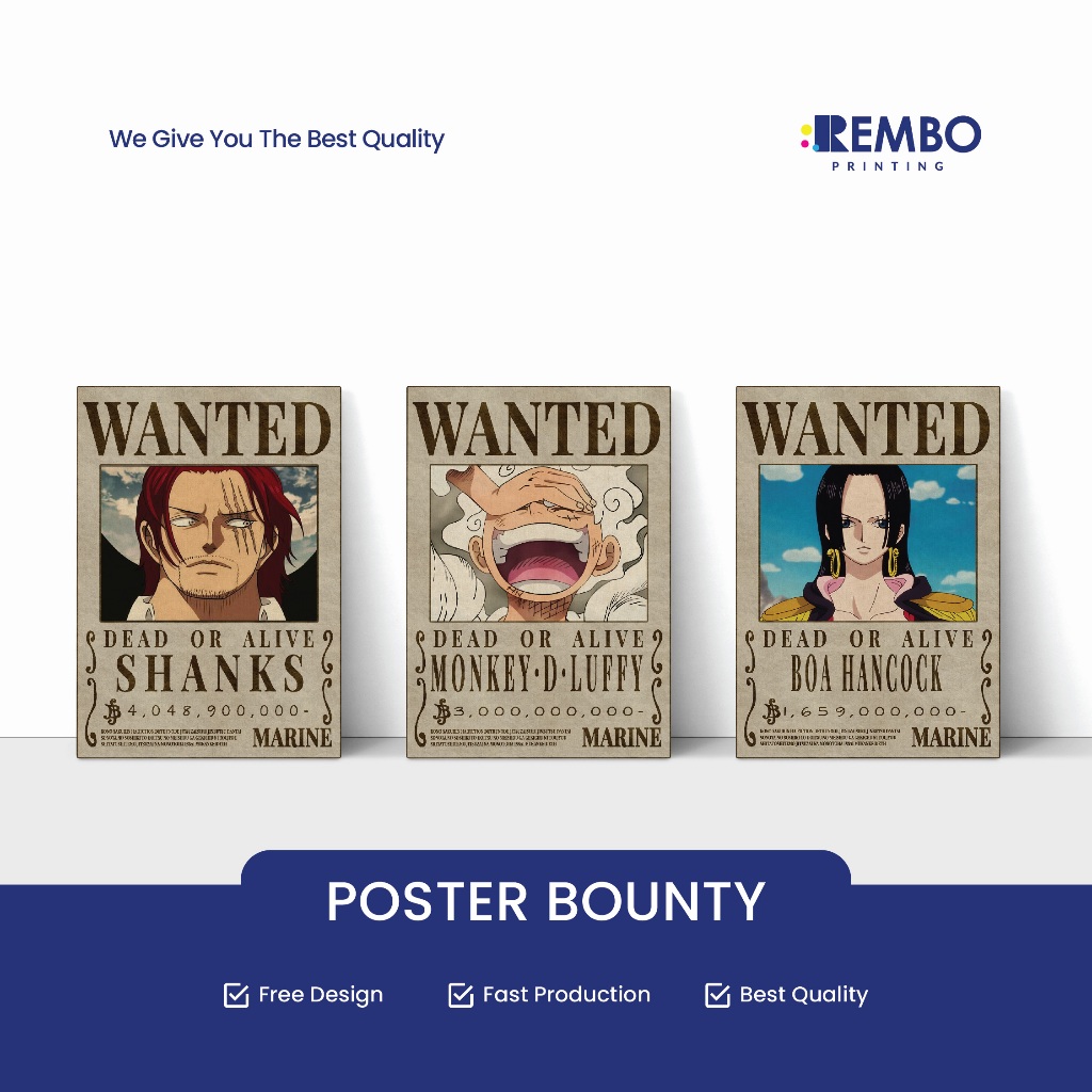 WANTED Poster Bounty One Piece - Mugiwara Crew - Yonkou - Shichibukai - Worst Generation