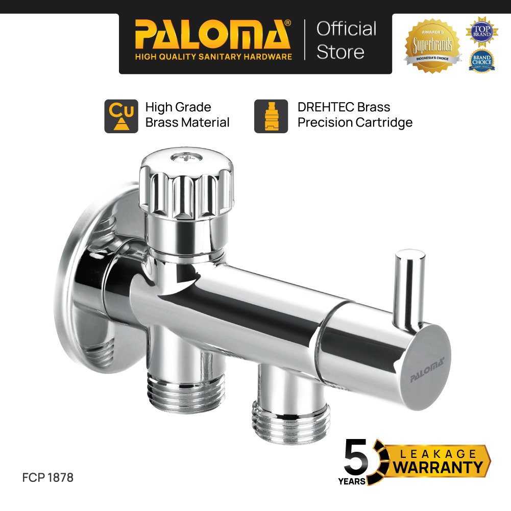 PALOMA FCP 1878 Keran Stop Cabang Toilet WC Jet Shower Tembok Kran Air Brass Kuningan Chrome Krom