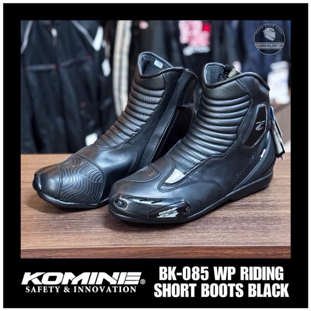 Komine BK-085 Waterproof Riding Short Boots Black