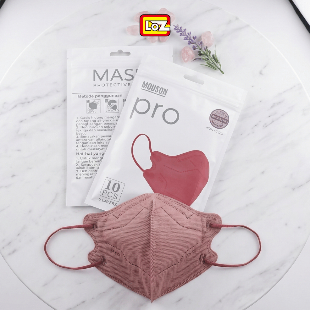 Masker Duckbill Pro - Burgundy Mouson KN95 Pro Dewasa Isi 10pcs