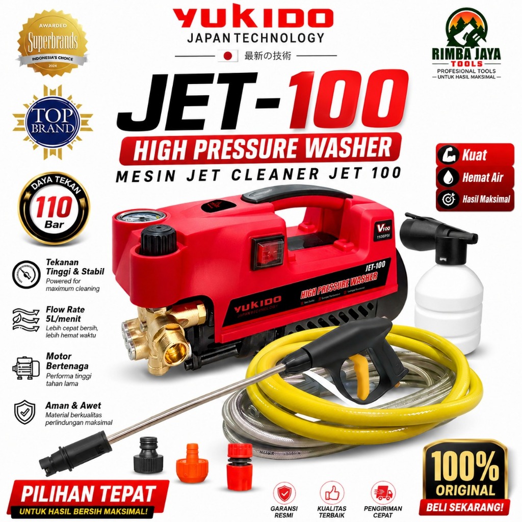 YUKIDO MESIN CUCI MOTOR MOBIL STEAM  YUKIDO HIGH PRESSURE WASHER JET-100 Cleaner Car