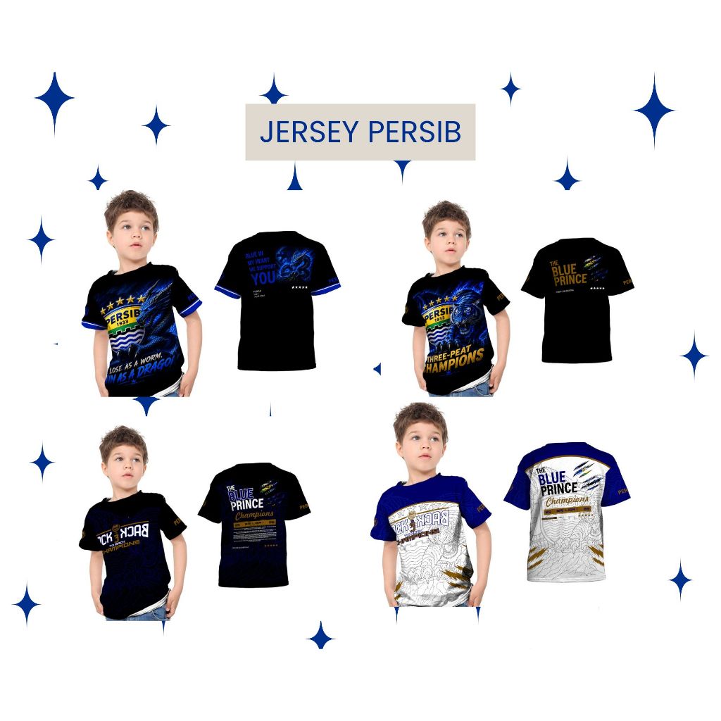 UBER SUBLIM - Baju Kaos Jersey Anak PERSIB BANDUNG HATTRICK art 1-4 Custom Full Print