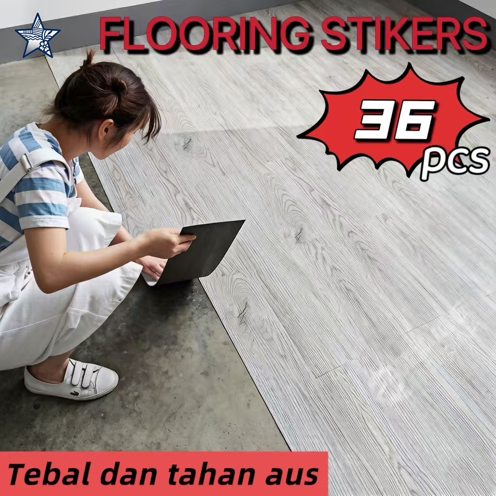 36PCS Stiker Lantai Vinyl Kayu 15CM×45CM / Parket PVC Self Adhesive / Flooring Lantai Anti Rayap & A