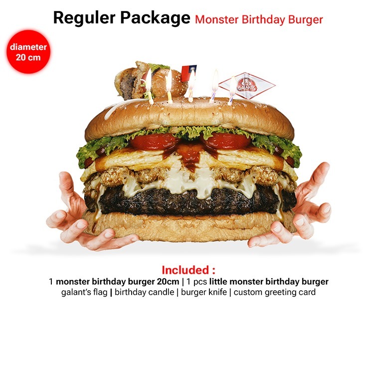 Regular Monster Birthday Burger 20cm  (Birthday Cake Aesthetic)