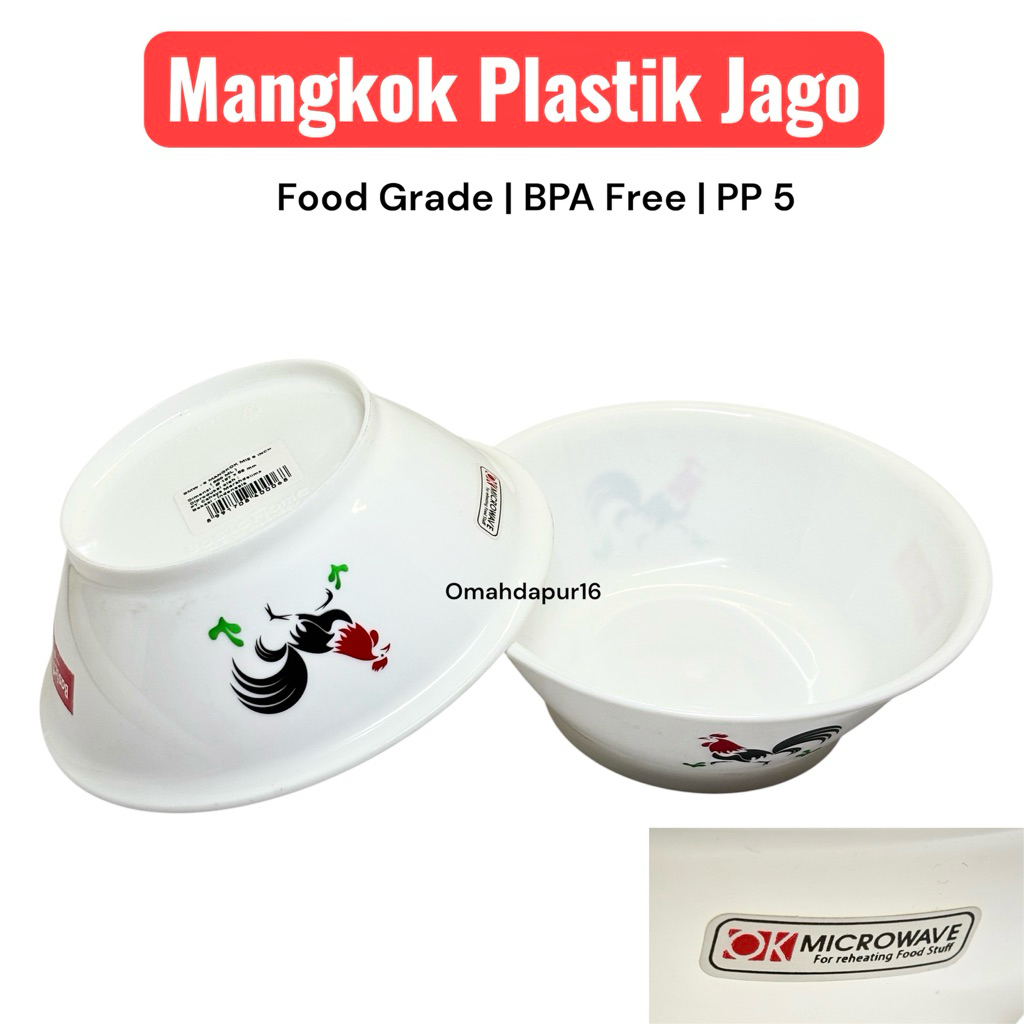 Mangkok Plastik Jago Food Grade | Mangkok Putih Plastik Ayam Jago | Mangkok Bubur Ayam | Mangkok Jag
