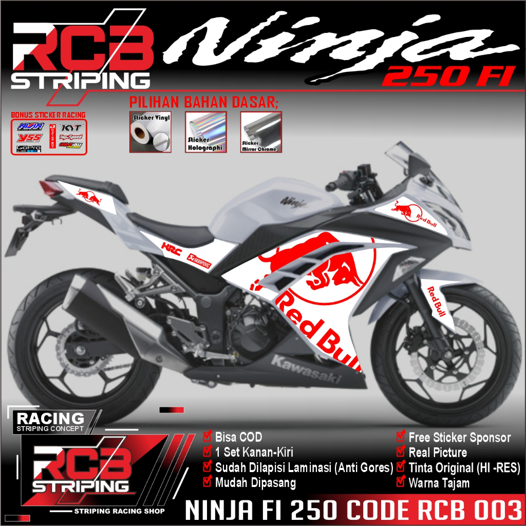 KAWASAKI NINJA FI 250 - STRIPING VARIASI NINJA FI 250 DESAIN SIMPLE ELEGANT WARNA BERVARIASI RCB 003