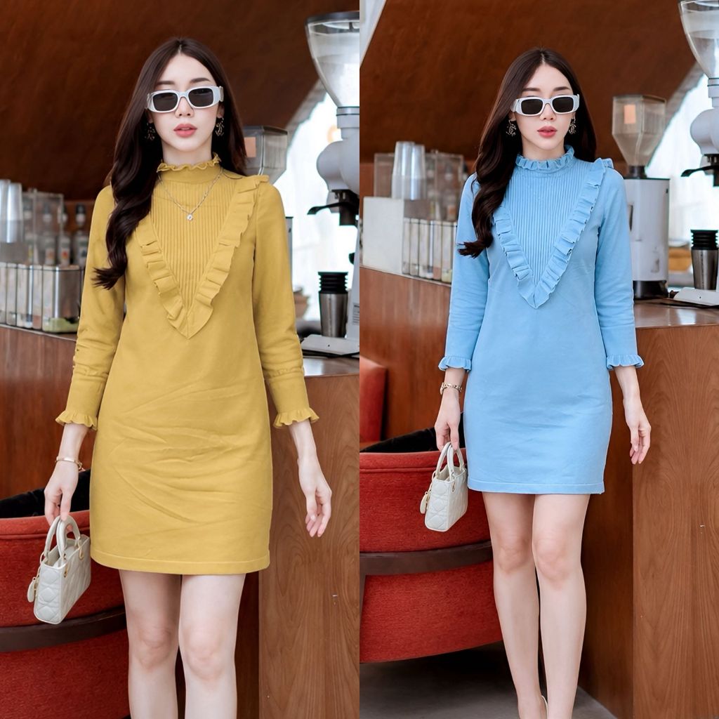 Dress Rajut Import Wanita Minidress Rajut Import Fashion Ootd Dress Rajut Import Pakaian Wanita