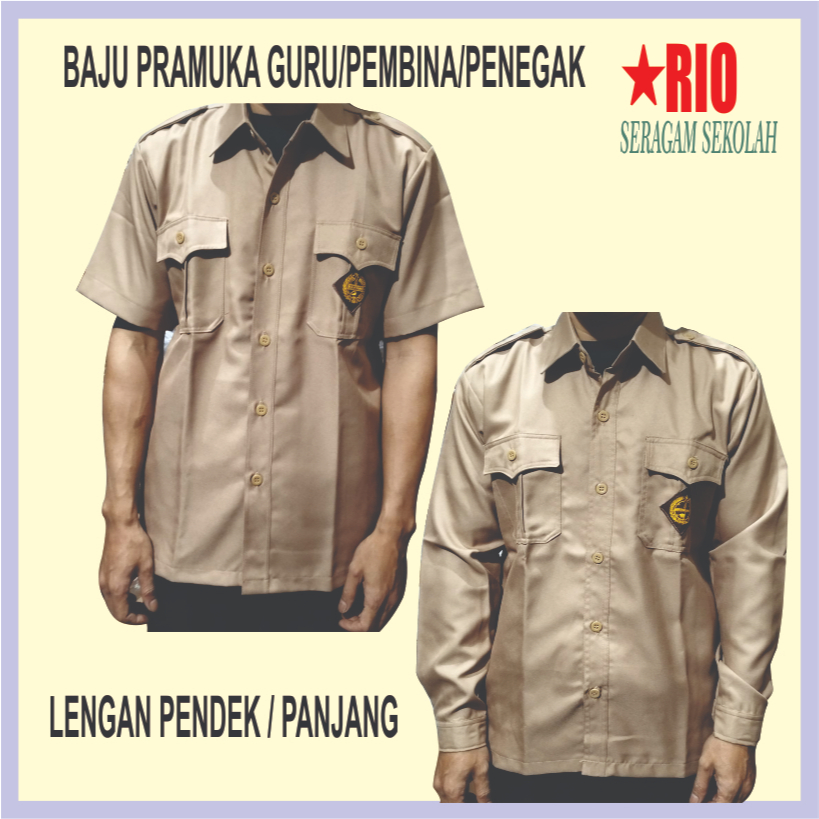 Baju pramuka guru/pembina laki laki  rafilo gabardin lengan panjang/pendek kemeja pramuka
