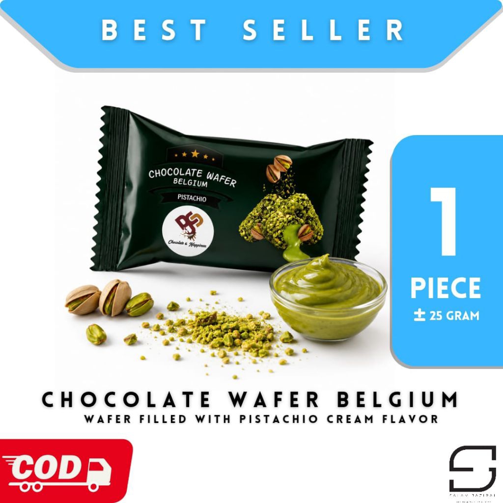 Choco Wafer Belgium Satuan || Coklat Pistachio || Coklat Viral || Coklat Enak || Original