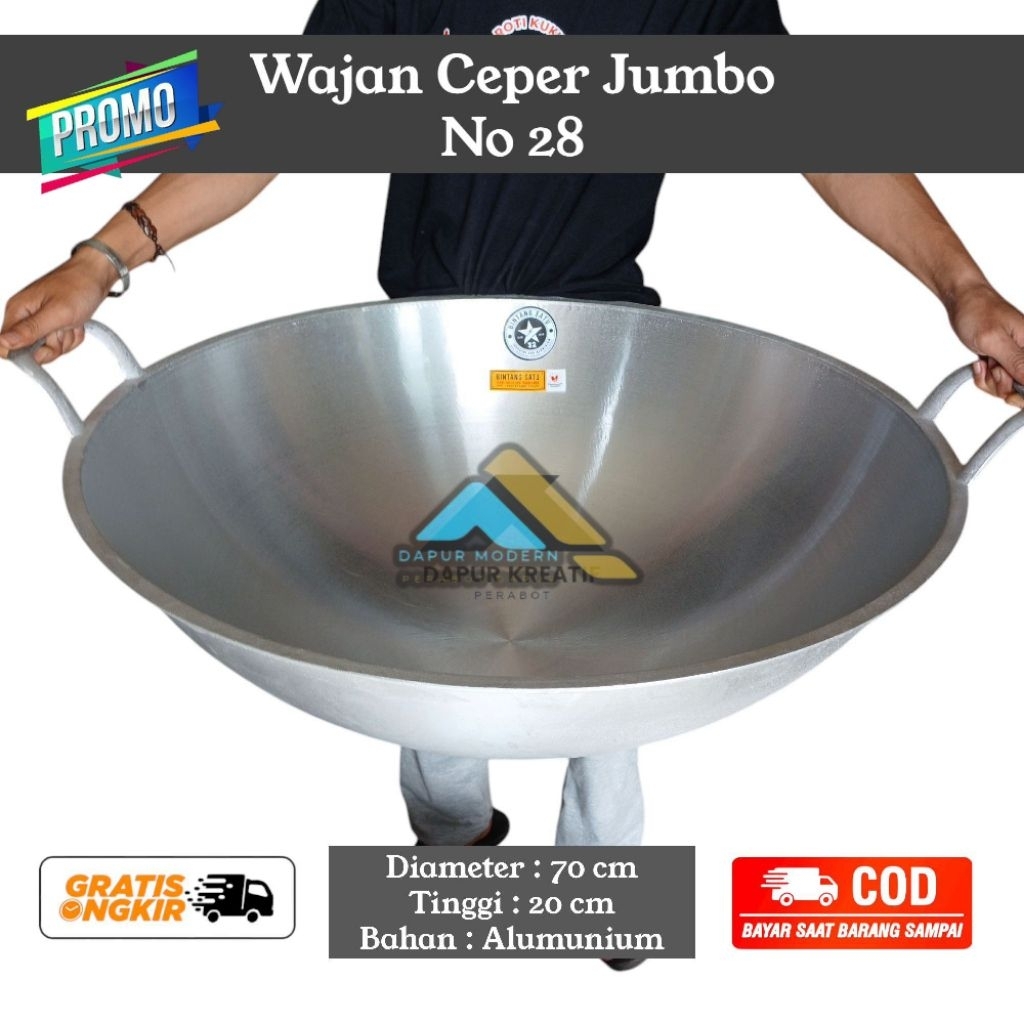 Wajan Jumbo No.28 kuali kancah super besar bahan alumunium cor tebal