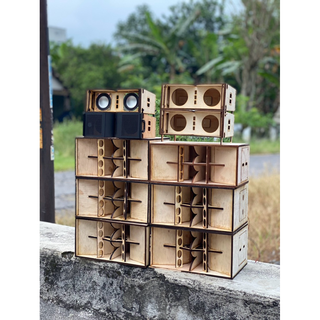 Box Speaker CLA 3inch Double | Box Miniatur Sound System | Triplek 5mm Tebal | Laser Cutting