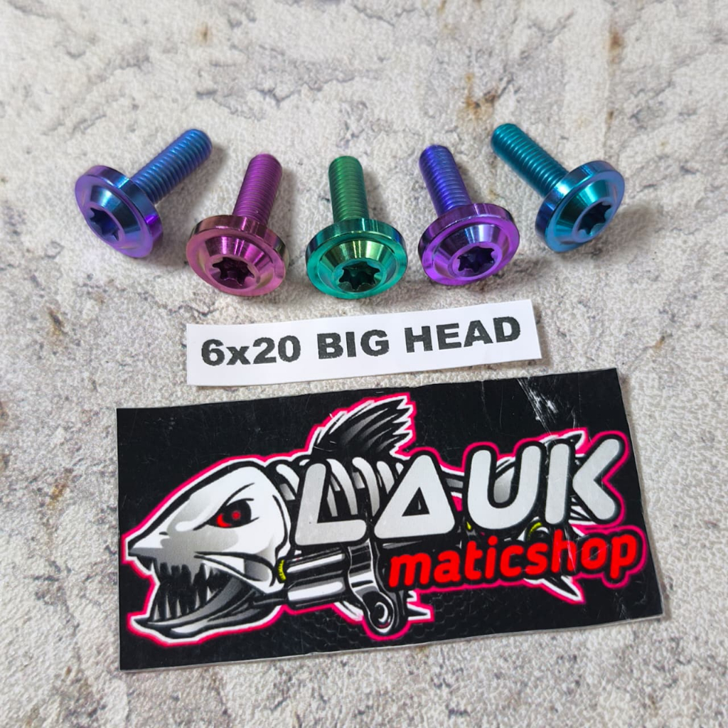 Baut Probolt Titanium M6X20 Bighead Drat 10 Panjang 2cm / baut titanium m6X10 bighead titanium