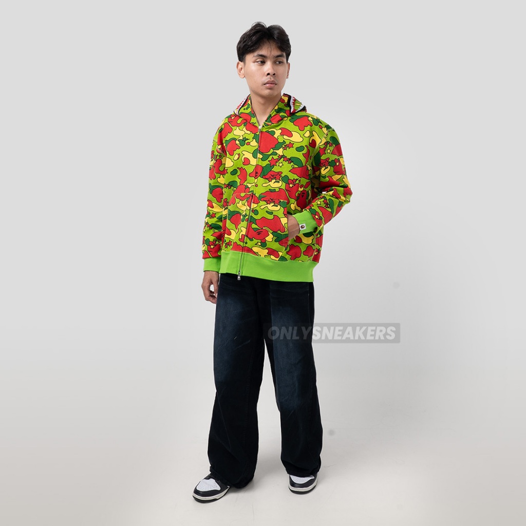 BAPE STA CAMO SHARK FULL ZIP HOODIE GREEN