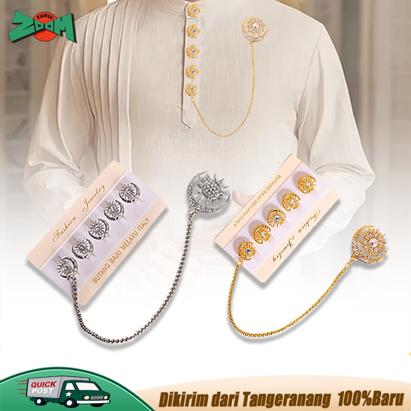 Butang Baju Melayu Pria Kancing Baju Melayu Pria Set Anti Karat Kancing Pin Aksesori Pakaian