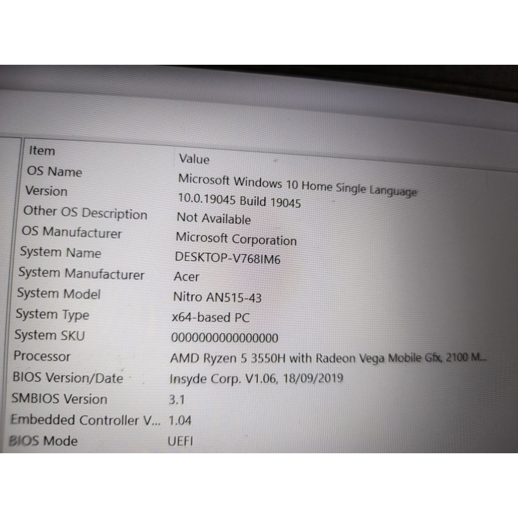 Acer Nitro 5 AN515-43 Ryzen 5 3550H Second