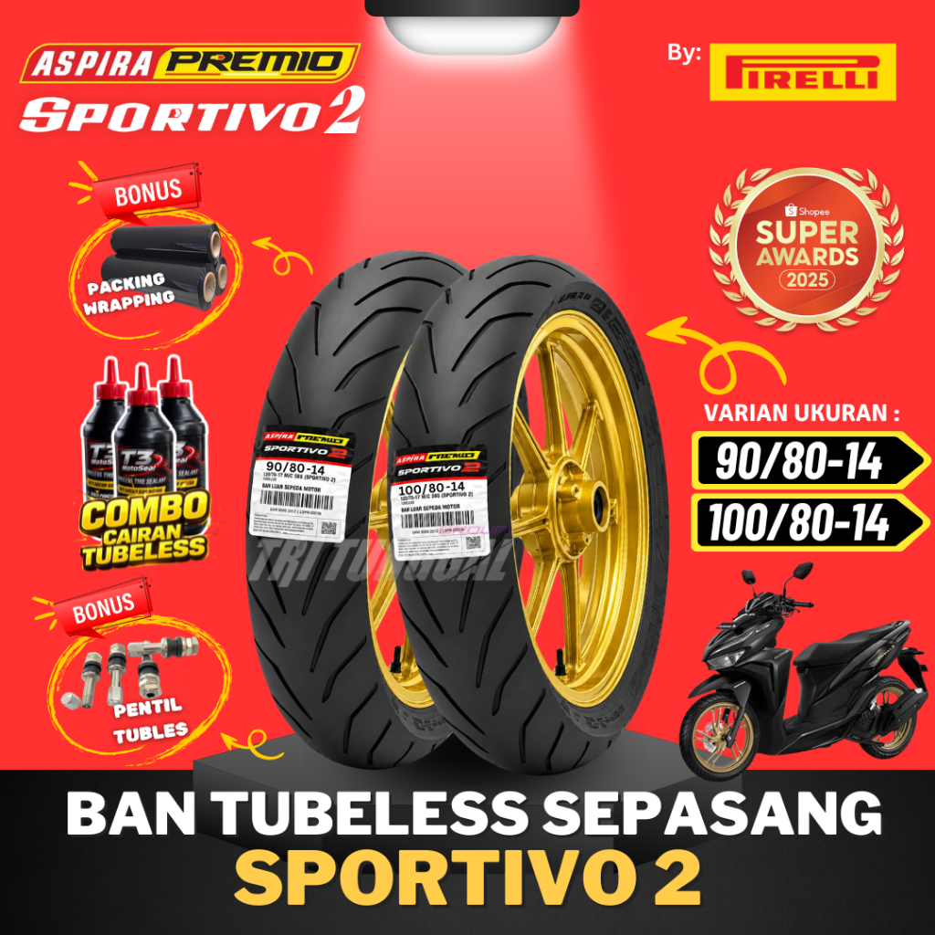 [READY COD] BAN ASPIRA PREMIO SPORTIVO 2 TUBELESS MEDIUM SOFT COMPOUND RING 14 / BAN MOTOR RING 14 M
