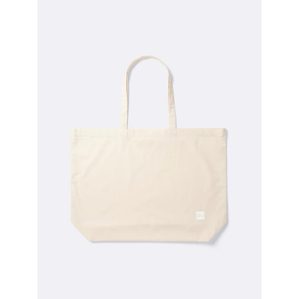 Tote Bag GU JAPAN OVERSIZE Kanvas Polos Cream Original Tas Tote Wanita Pria Unisex Simple Minimalis 