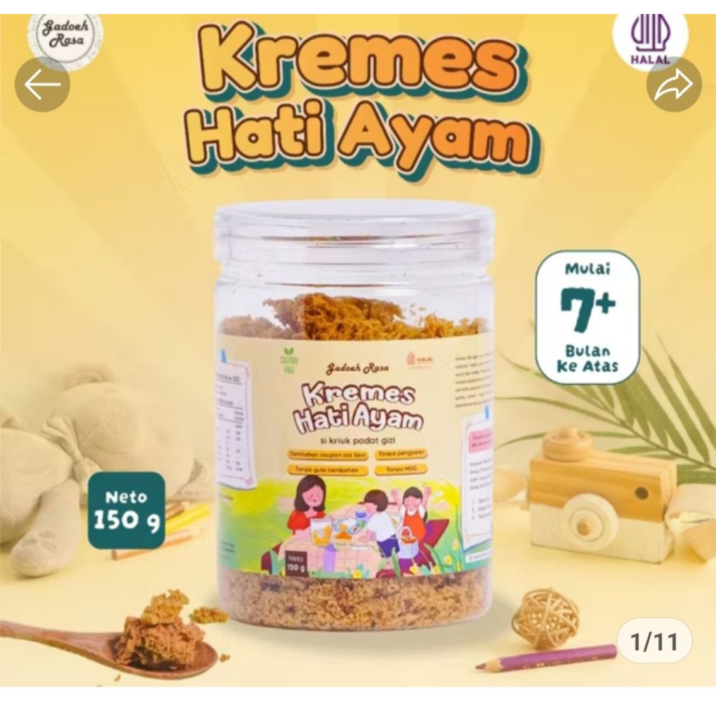 Kremes Hati Ayam Gadoeh Rasa - 150 gram, Tanpa MSG, Tanpa Pengawet, Camilan Sehat Anak