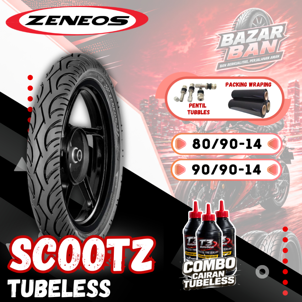 (PRODUKSI TERBARU) BAN ZENEOS SCOOTZ TUBELESS RING 14 ( 70/90-14 / 80/90-14 / 90/90-14 ) /  BAN MOTO