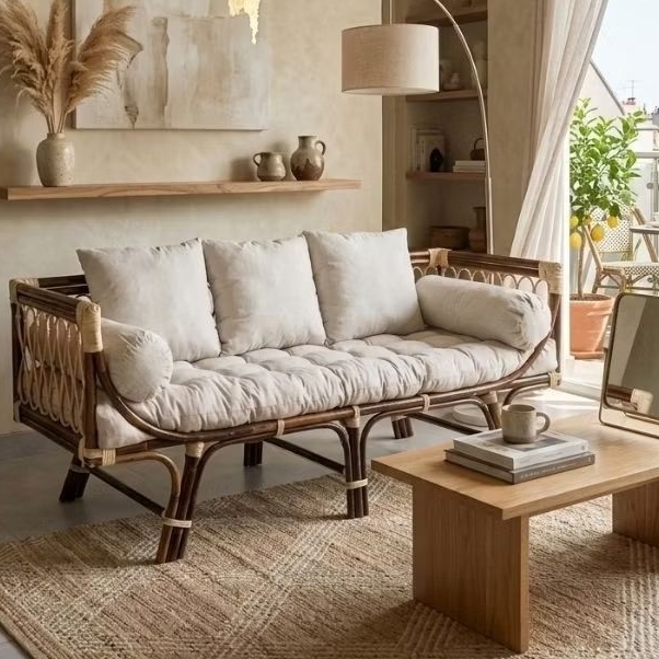 SET SOFA SEATER 3  ROTAN ALAMI AGAM ZAKY FURNITURE  DESAIN MINIMALIS ESTETIK EKSPOR