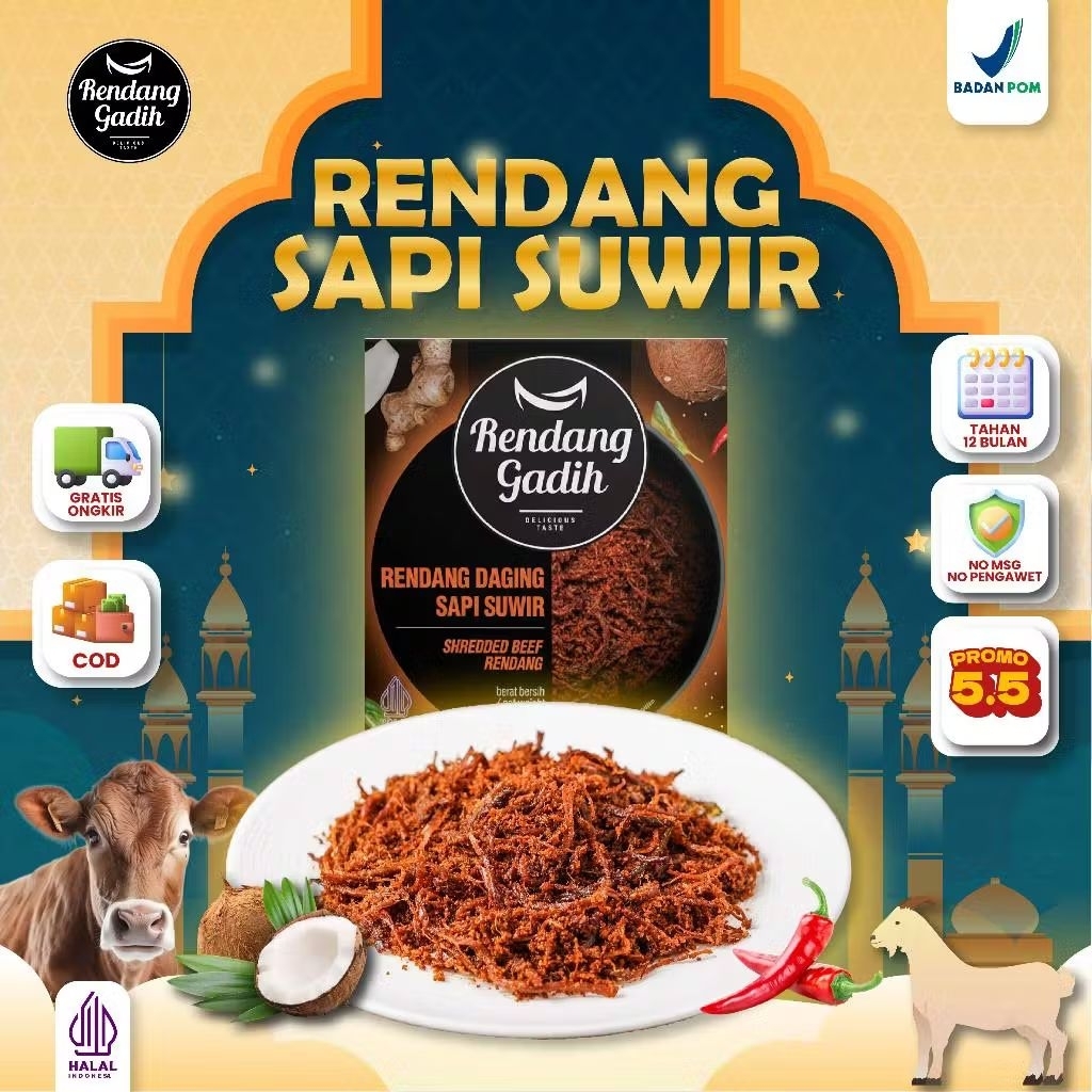 Rendang Sapi Suir - Rendang Gadih Makanan Siap Saji Khas Minang Asli Padang Payakumbuh