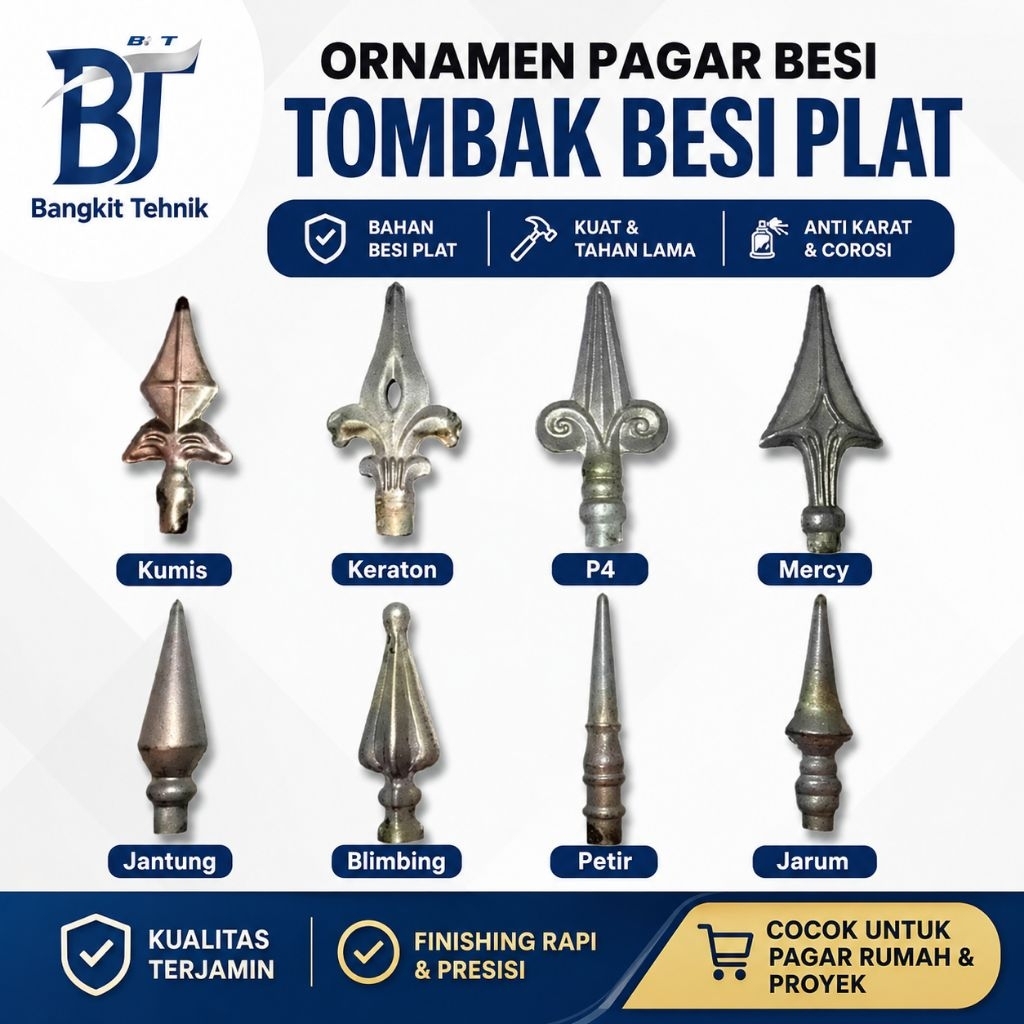 Ornamen Pagar Besi Tumbak Besi Plat