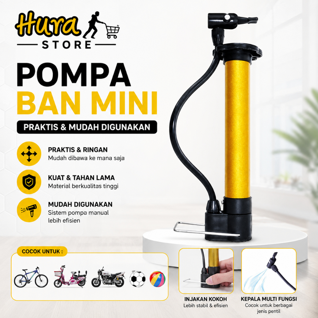 Pompa Ban Mini Portable / Pompa Angin Mini / Sepeda / Motor