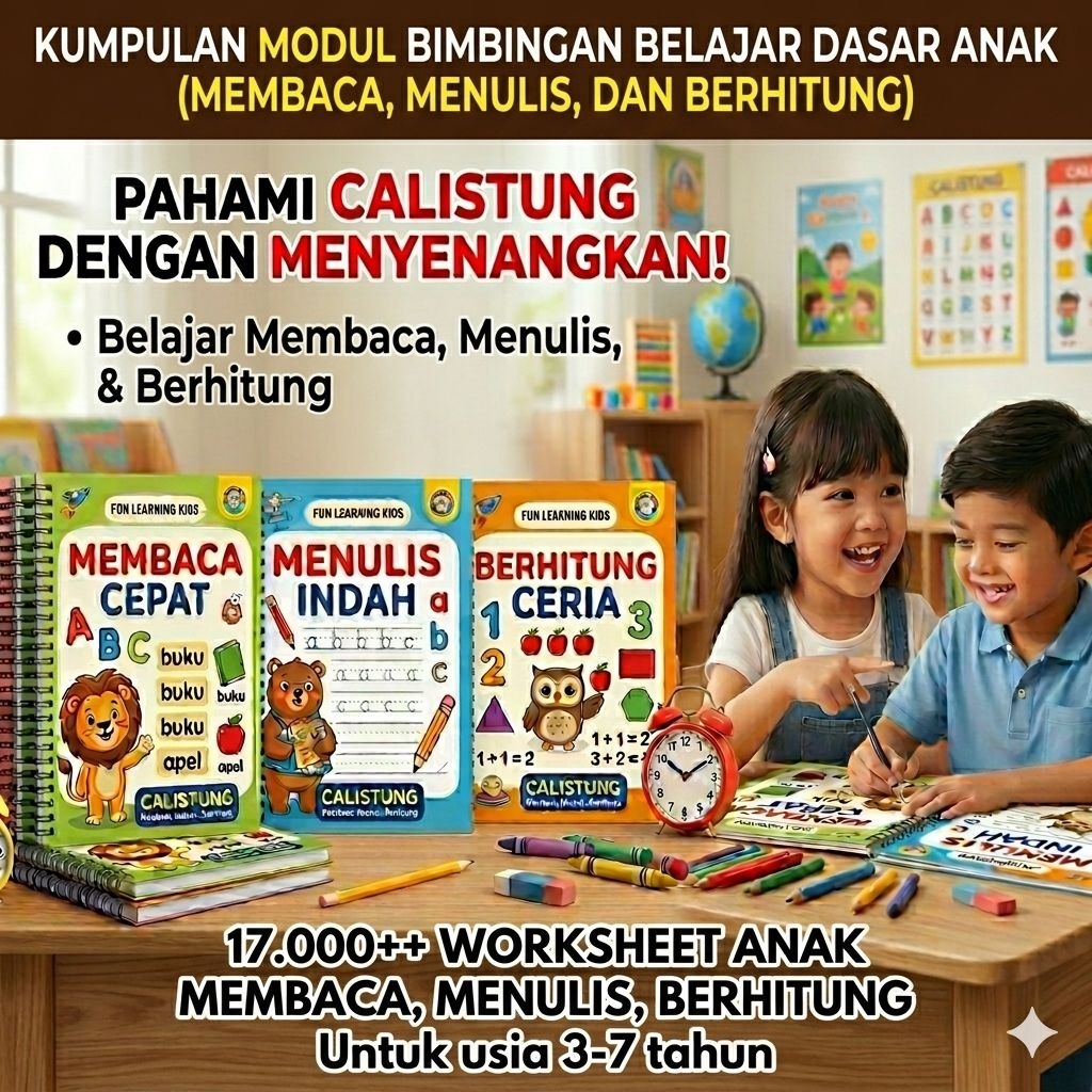 17.000++ WORKSHEET CALISTUNG ANAK(Membaca • Menulis • Berhitung)