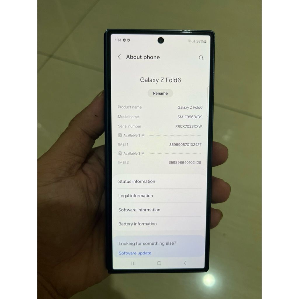 Samsung Galaxy z fold 6 5g 12/256gb bekas sein indo