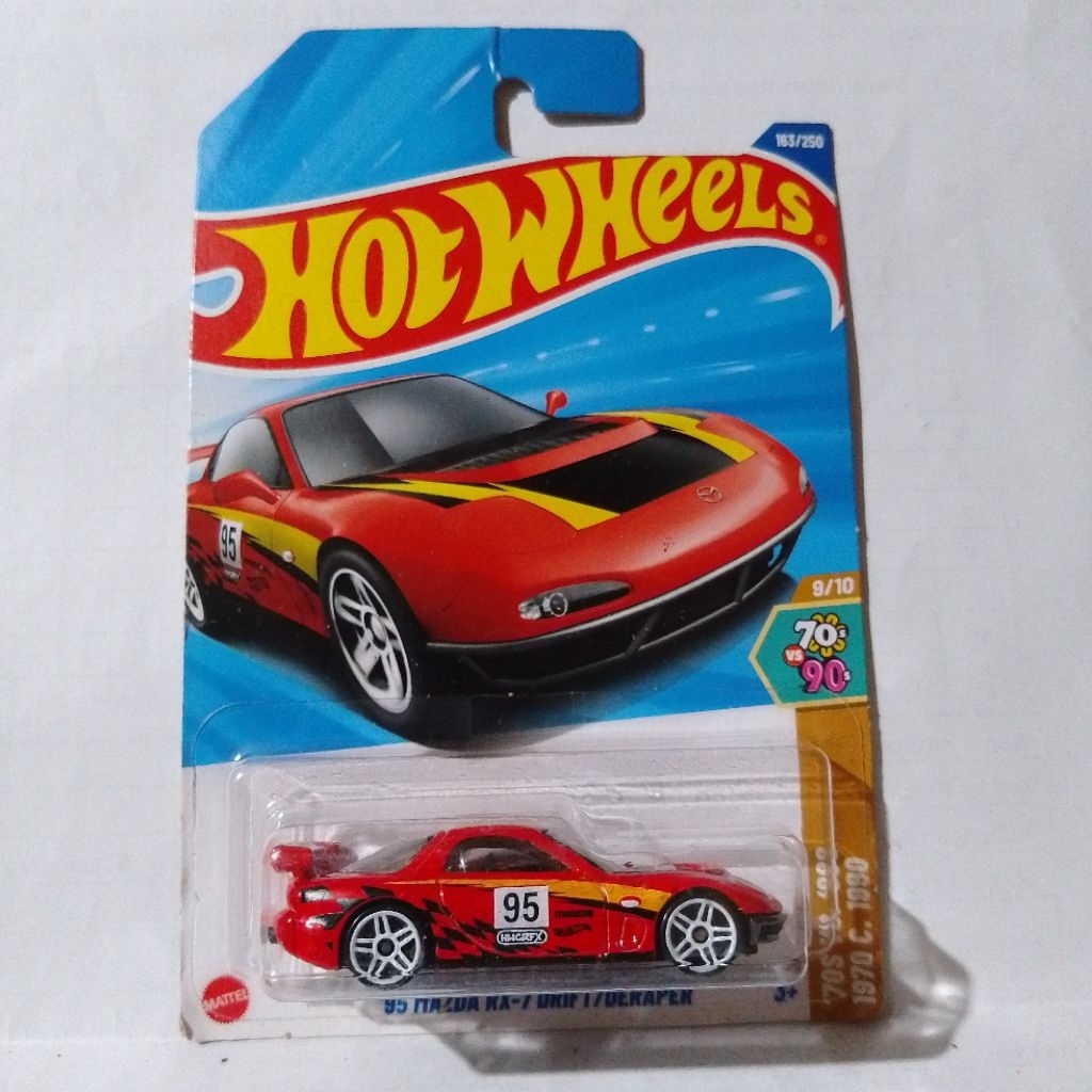 diecast hotwheels 95 mazda rx 7 drift deraper merah