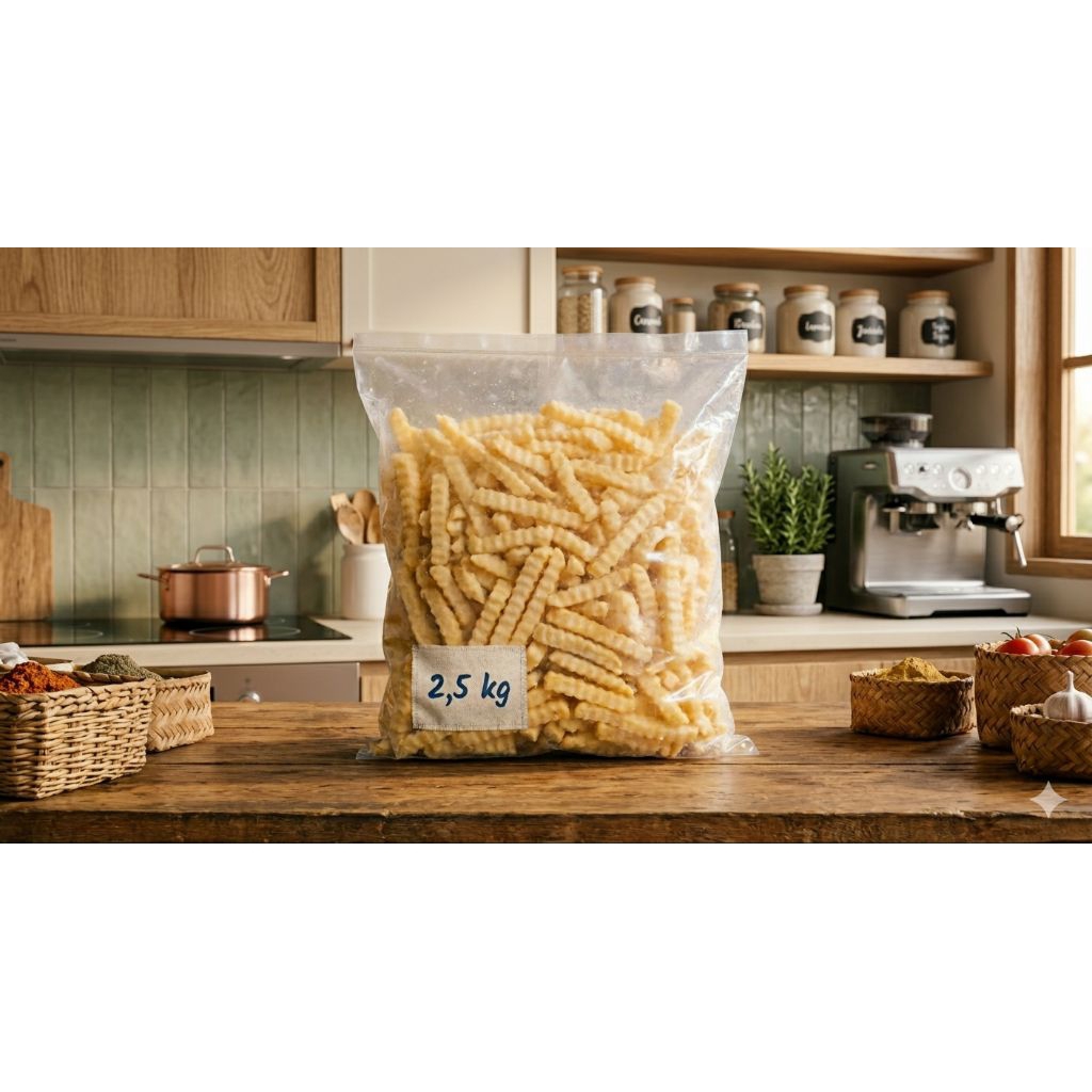 Kentang Crinkle Cut Frozen 2,5 KG - Renyah & Gurih
