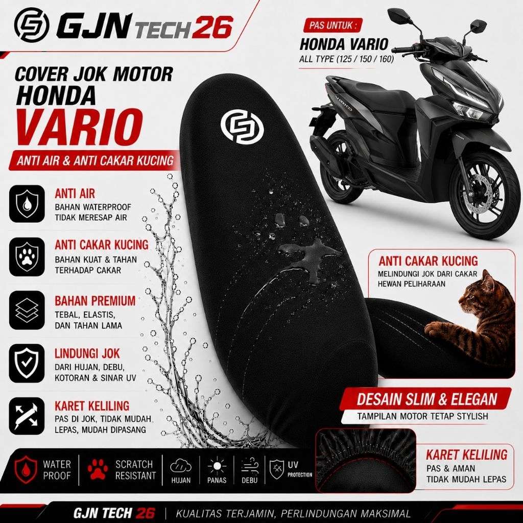 Sarung Jok Motor Vario 125/150 Cover Jok Motor Anti Air Pelindung Dari cakar Kucing