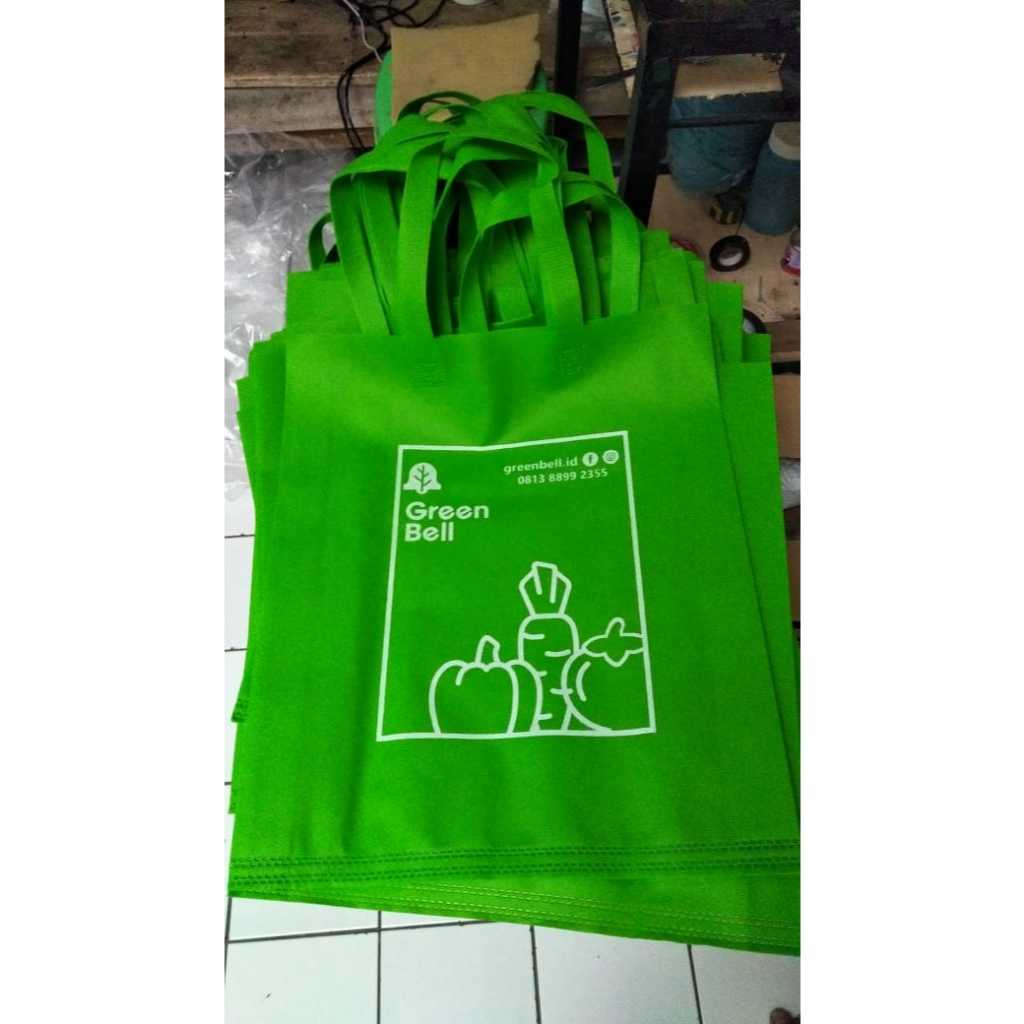 Tas Spunbond 38x45x10 custom sablon / goodiebag jumbo HLS Tali lipat samping