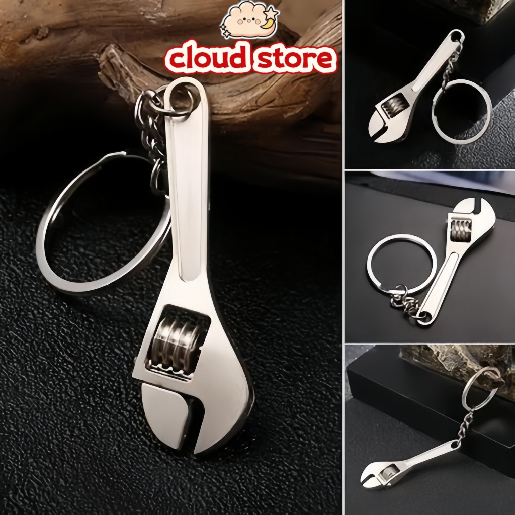 Gantungan Kunci Wrench Mini Bahan Logam Alat Tukang Unik