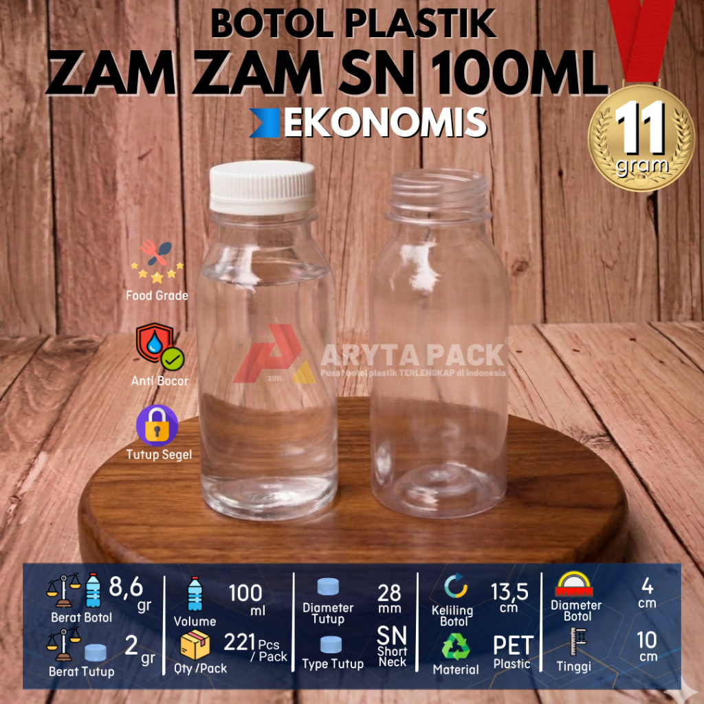 Botol plastik PET 100ml zam zam minuman jus susu kopi tutup SN warna-warni - FLASH