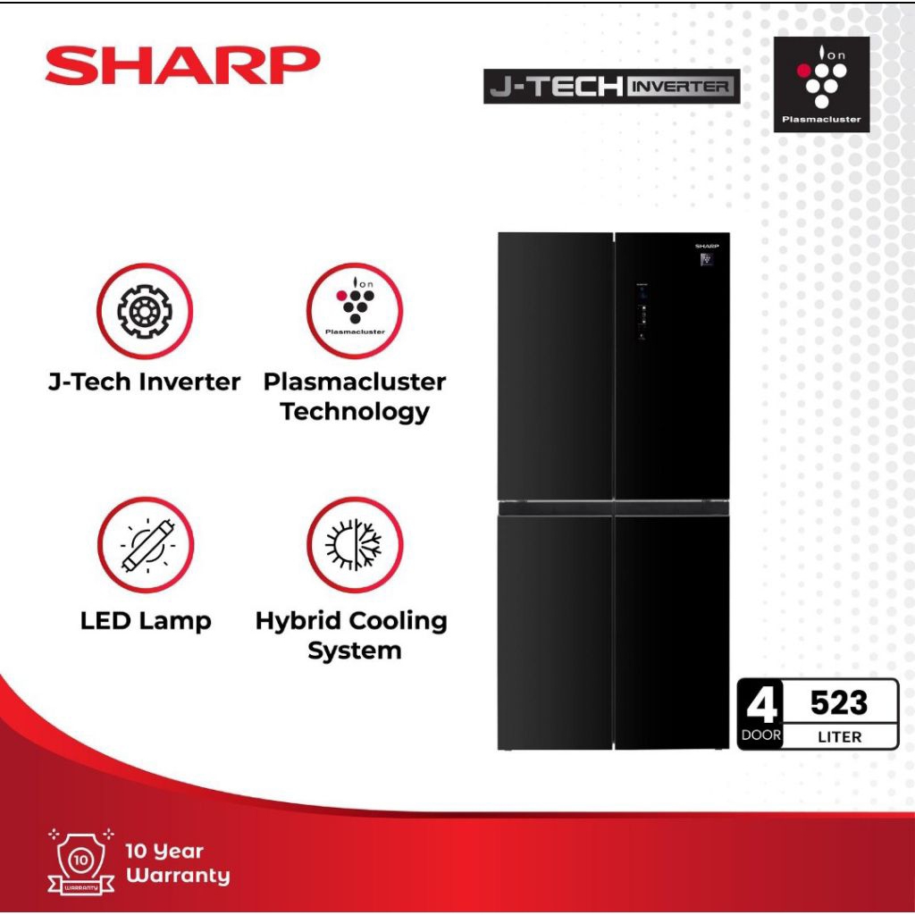 Kulkas Sharp 4pintu inverter plasma claster 523liter SJ IF61PG Bk