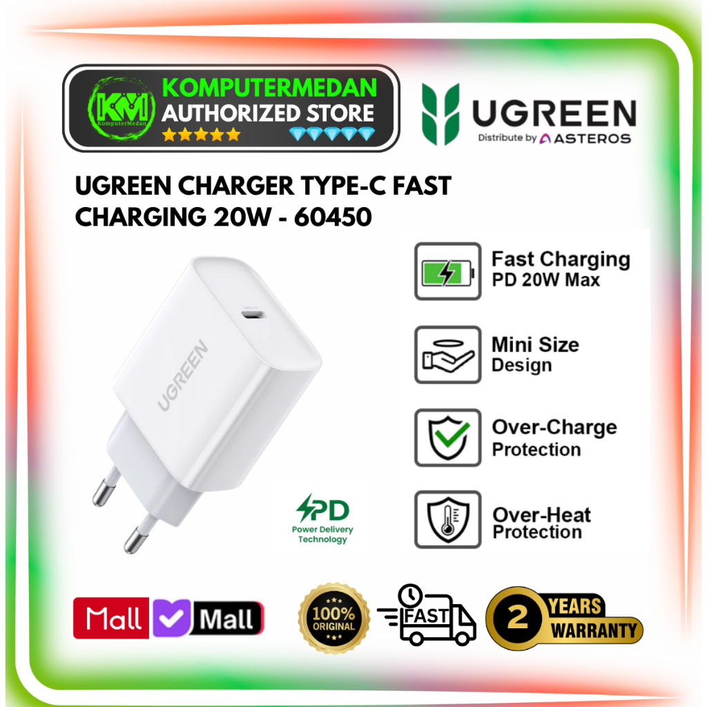 UGreen Wall Charger USB-C 20W PD WH - CD137 PN 60450